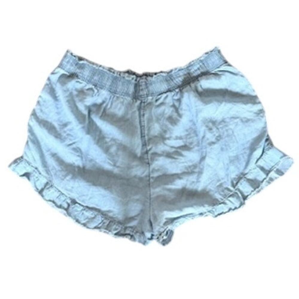 Aerie Light Blue Lyocell Ruffle Hem Shorts Elastic Waist XL - Picture 3 of 6